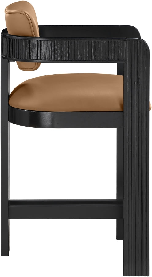 Sacha Vegan Leather Upholstered Counter Stool — 75065-C - Cognac - 75065Cognac-C alternate view 3