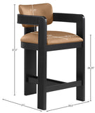 Sacha Vegan Leather Upholstered Counter Stool — 75065-C - Cognac - 75065Cognac-C Dim