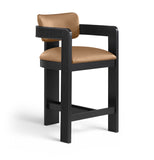 Sacha Vegan Leather Upholstered Counter Stool — 75065-C - Cognac - 75065Cognac-C