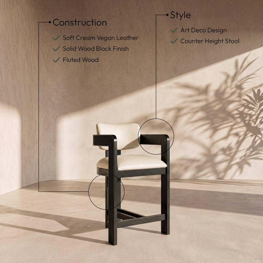 Sacha Vegan Leather Upholstered Counter Stool — 75065-C - Cream - 75065Cream-C Infographic