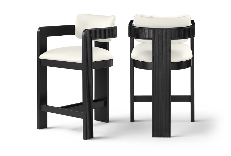 Sacha Vegan Leather Upholstered Counter Stool — 75065-C - Cream - 75065Cream-C Double Chair
