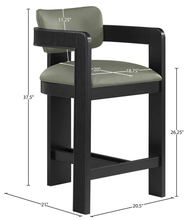 Sacha Vegan Leather Upholstered Counter Stool — 75065-C - Olive - 75065Olive-C Dim