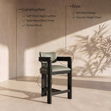 Sacha Vegan Leather Upholstered Counter Stool — 75065-C - Olive - 75065Olive-C Infographic