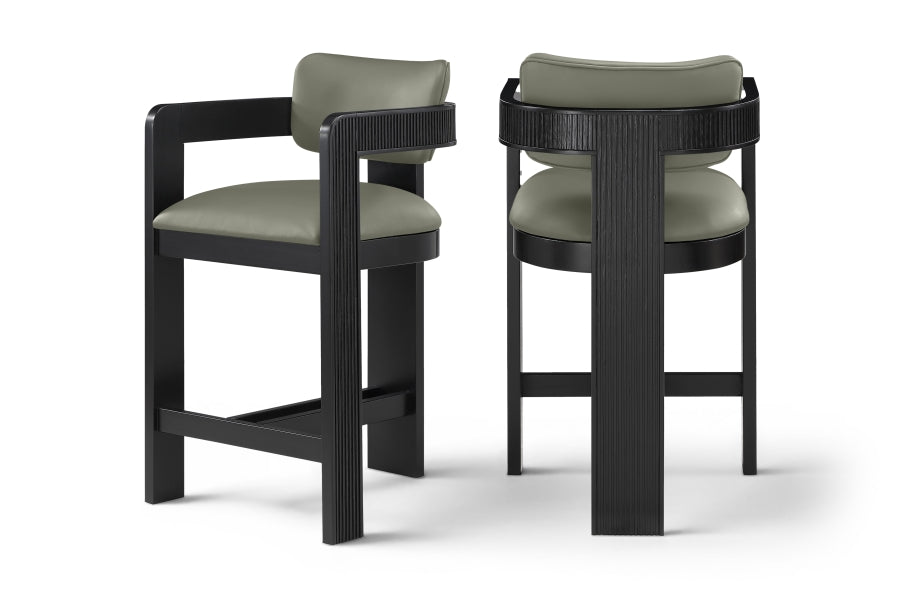 Sacha Vegan Leather Upholstered Counter Stool — 75065-C - Olive - 75065Olive-C Double Chair