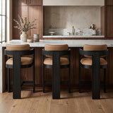 Sacha Vegan Leather Upholstered Counter Stool — 75065-C - Tan - 75065Tan-C alternate view 1