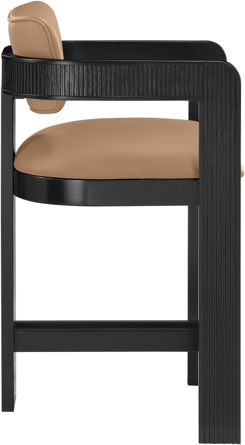 Sacha Vegan Leather Upholstered Counter Stool — 75065-C - Tan - 75065Tan-C alternate view 3