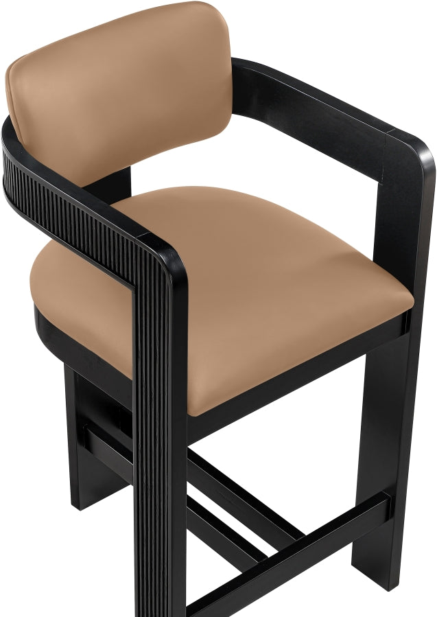Sacha Vegan Leather Upholstered Counter Stool — 75065-C - Tan - 75065Tan-C alternate view 6