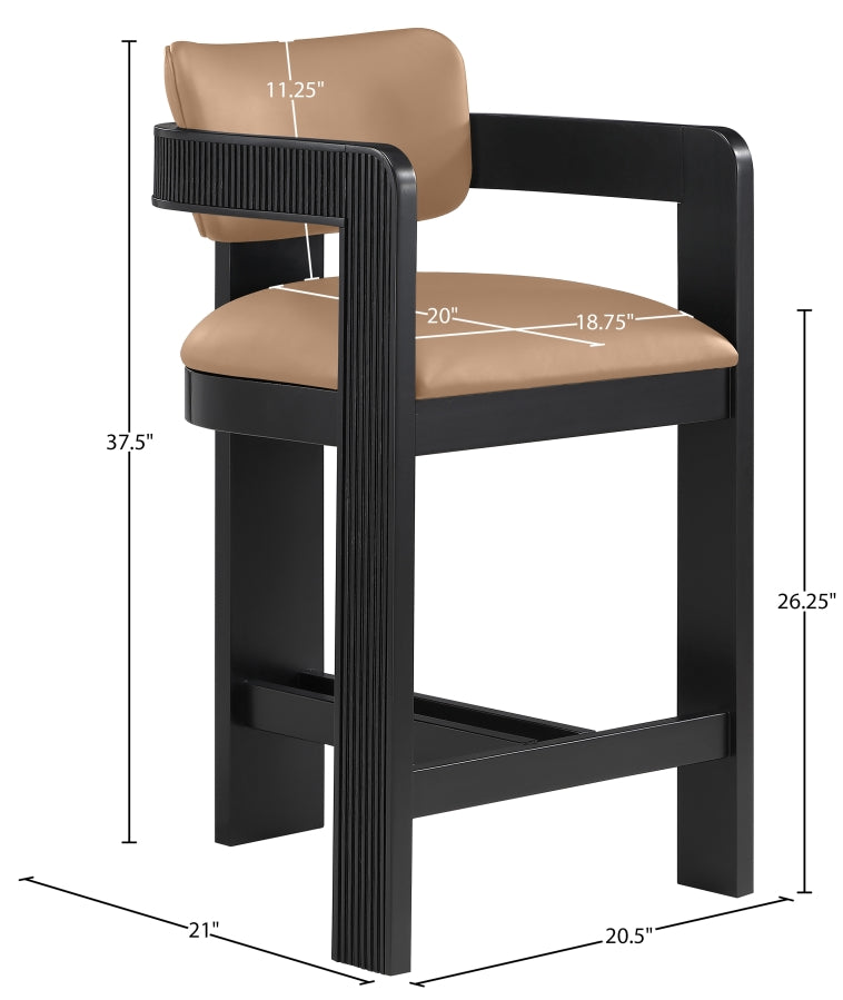 Sacha Vegan Leather Upholstered Counter Stool — 75065-C - Tan - 75065Tan-C Dim