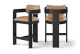 Sacha Vegan Leather Upholstered Counter Stool — 75065-C - Tan - 75065Tan-C Double Chair