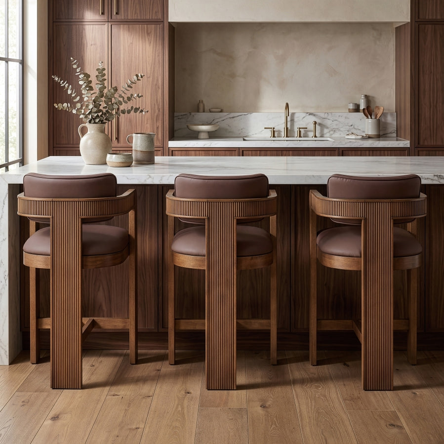 Sacha Vegan Leather Upholstered Counter Stool — 75066-C - Brown - 75066Brown-C alternate view 1