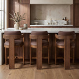 Sacha Vegan Leather Upholstered Counter Stool — 75066-C - Brown - 75066Brown-C alternate view 1