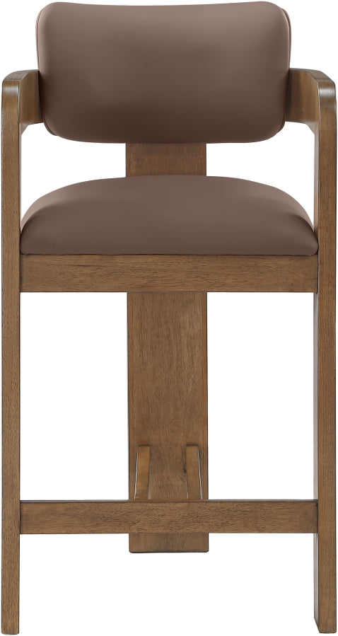 Sacha Vegan Leather Upholstered Counter Stool — 75066-C - Brown - 75066Brown-C alternate view 2