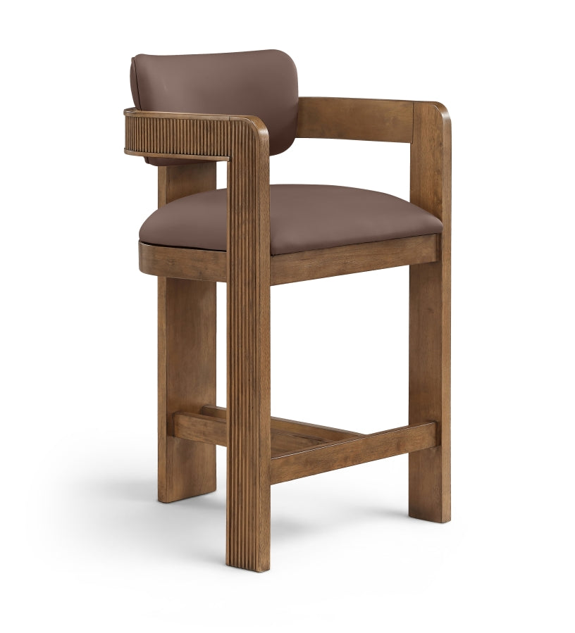 Sacha Vegan Leather Upholstered Counter Stool — 75066-C - Brown - 75066Brown-C