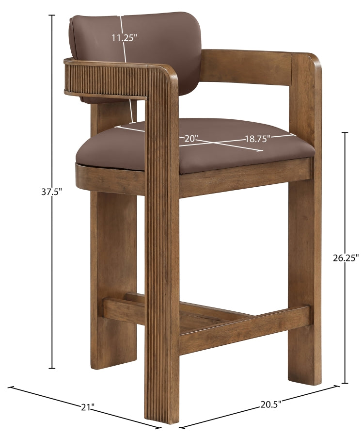 Sacha Vegan Leather Upholstered Counter Stool — 75066-C - Brown - 75066Brown-C Dim