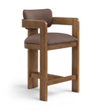 Sacha Vegan Leather Upholstered Counter Stool — 75066-C - Brown - 75066Brown-C