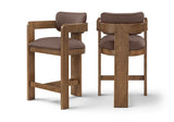 Sacha Vegan Leather Upholstered Counter Stool — 75066-C - Brown - 75066Brown-C Double Chair