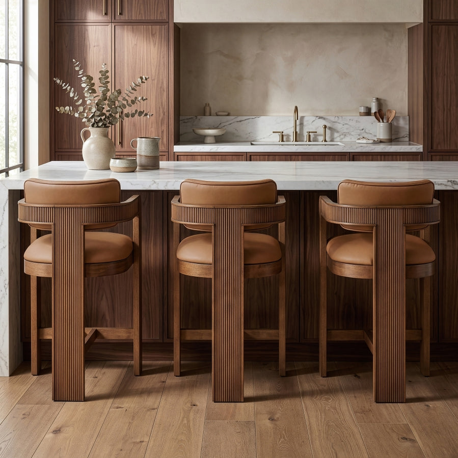 Sacha Vegan Leather Upholstered Counter Stool — 75066-C - Cognac - 75066Cognac-C alternate view 1