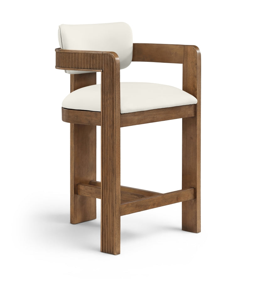 Sacha Vegan Leather Upholstered Counter Stool — 75066-C - Cream - 75066Cream-C