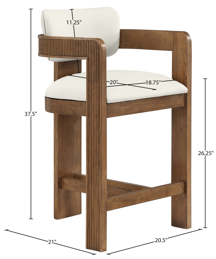 Sacha Vegan Leather Upholstered Counter Stool — 75066-C - Cream - 75066Cream-C Dim