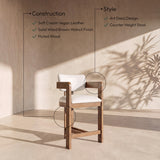 Sacha Vegan Leather Upholstered Counter Stool — 75066-C - Cream - 75066Cream-C Infographic