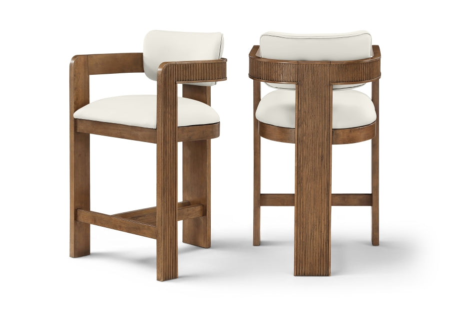Sacha Vegan Leather Upholstered Counter Stool — 75066-C - Cream - 75066Cream-C Double Chair