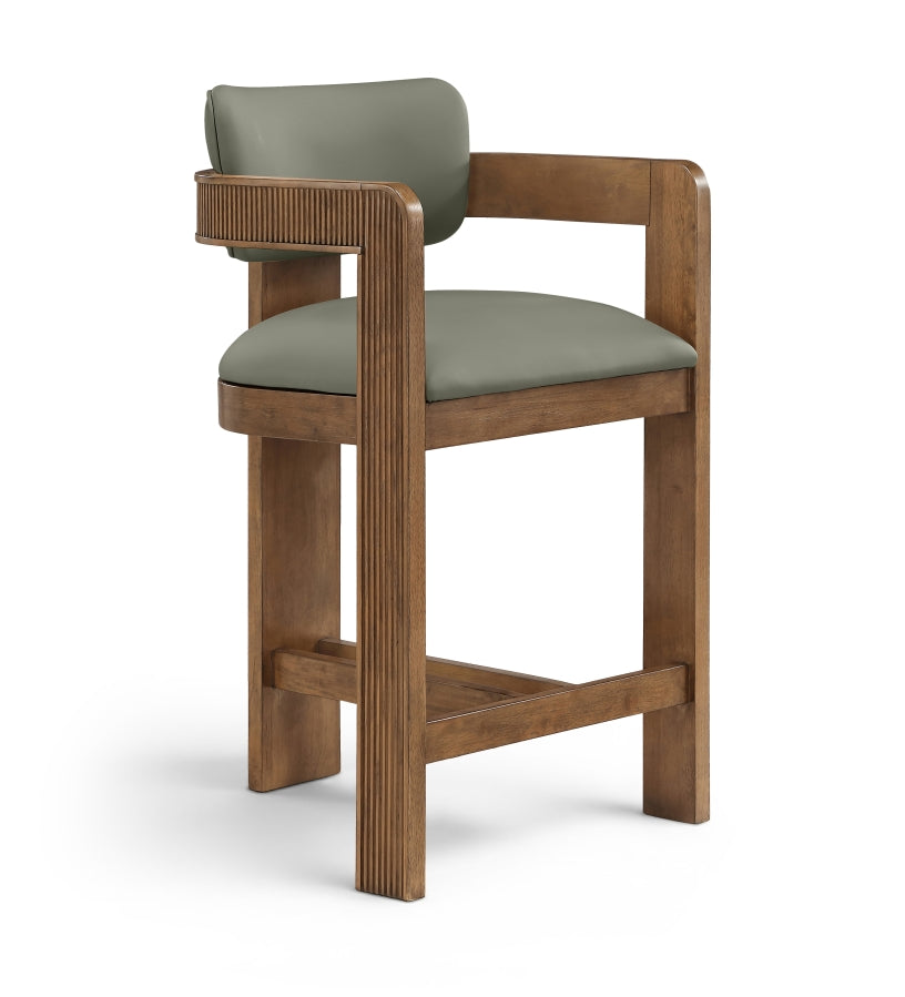 Sacha Vegan Leather Upholstered Counter Stool — 75066-C - Olive - 75066Olive-C