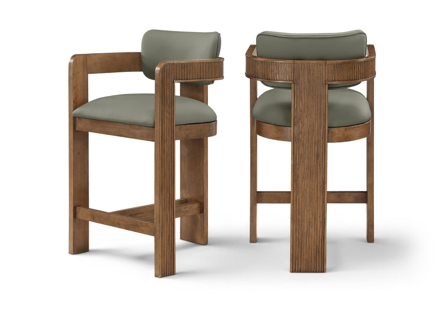 Sacha Vegan Leather Upholstered Counter Stool — 75066-C - Olive - 75066Olive-C Double Chair