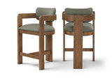 Sacha Vegan Leather Upholstered Counter Stool — 75066-C - Olive - 75066Olive-C Double Chair