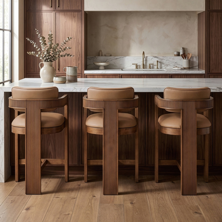 Sacha Vegan Leather Upholstered Counter Stool — 75066-C - Tan - 75066Tan-C alternate view 1