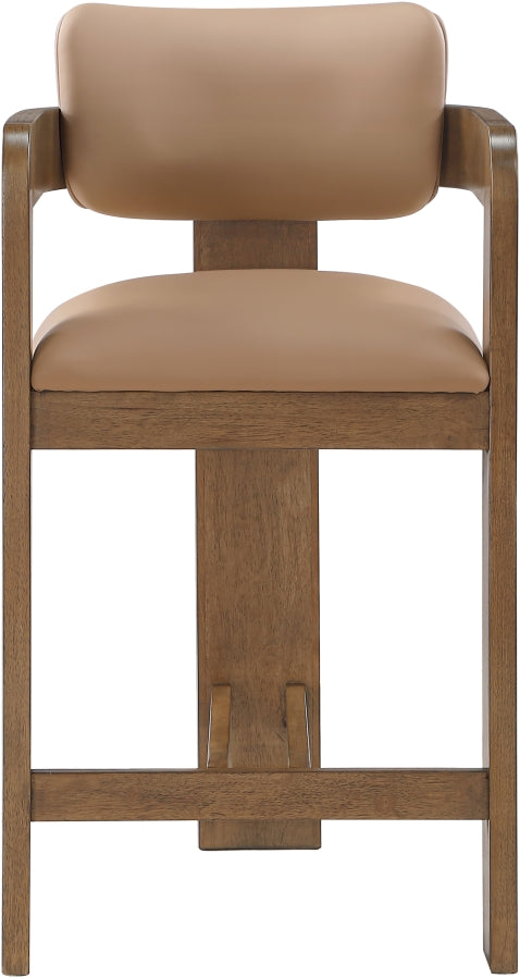 Sacha Vegan Leather Upholstered Counter Stool — 75066-C - Tan - 75066Tan-C alternate view 2