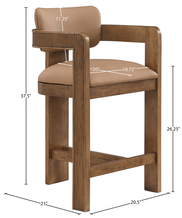 Sacha Vegan Leather Upholstered Counter Stool — 75066-C - Tan - 75066Tan-C Dim
