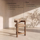 Sacha Vegan Leather Upholstered Counter Stool — 75066-C - Tan - 75066Tan-C Infographic