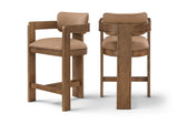 Sacha Vegan Leather Upholstered Counter Stool — 75066-C - Tan - 75066Tan-C Double Chair