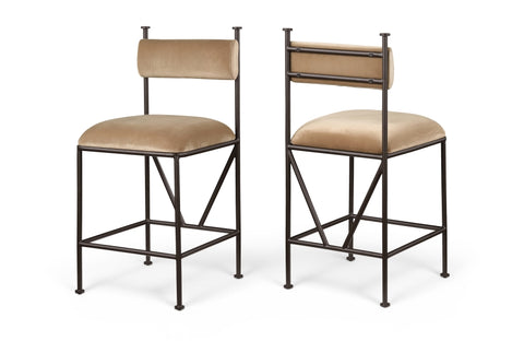 Monarch Velvet Performance Fabric Upholstered Counter Stool — 75036-C (Set of 2)