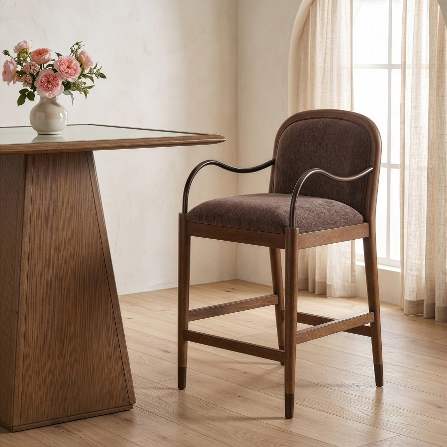 Cambria Fabric Upholstered Counter Stool — 75032-C - Brown - 75032Brown-C alternate view 1