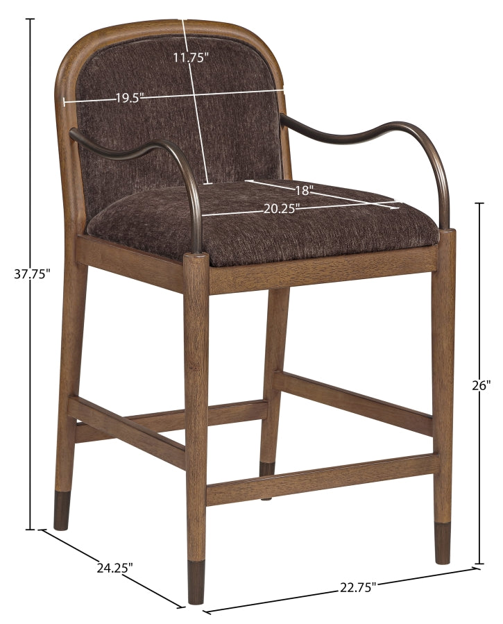 Cambria Fabric Upholstered Counter Stool — 75032-C - Brown - 75032Brown-C Dim