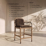 Cambria Fabric Upholstered Counter Stool — 75032-C - Brown - 75032Brown-C Infographic