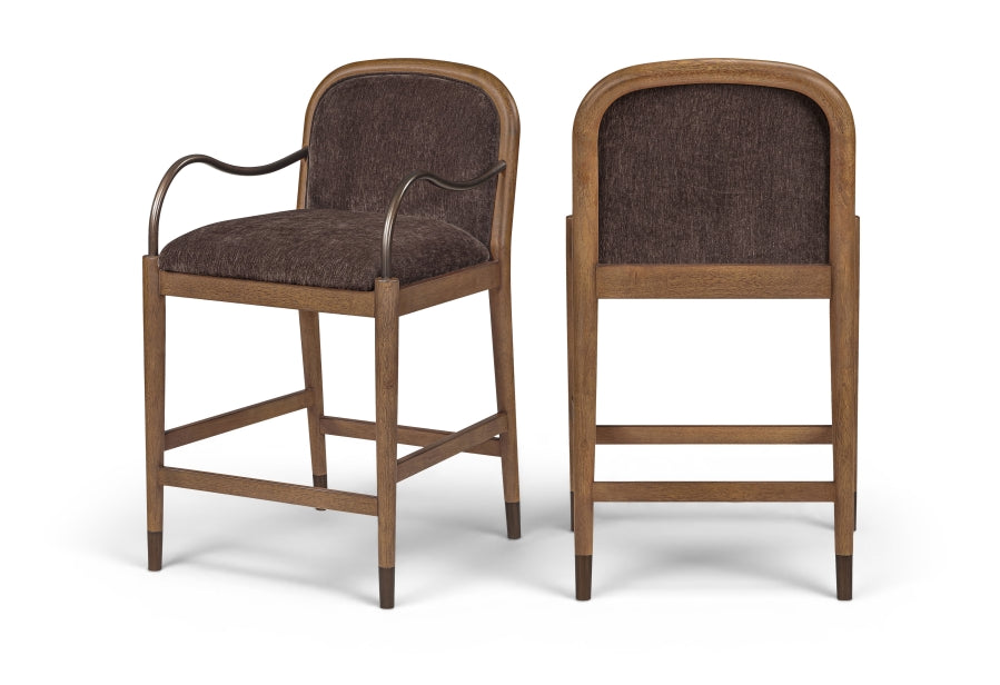 Cambria Fabric Upholstered Counter Stool — 75032-C - Brown - 75032Brown-C Double Chair