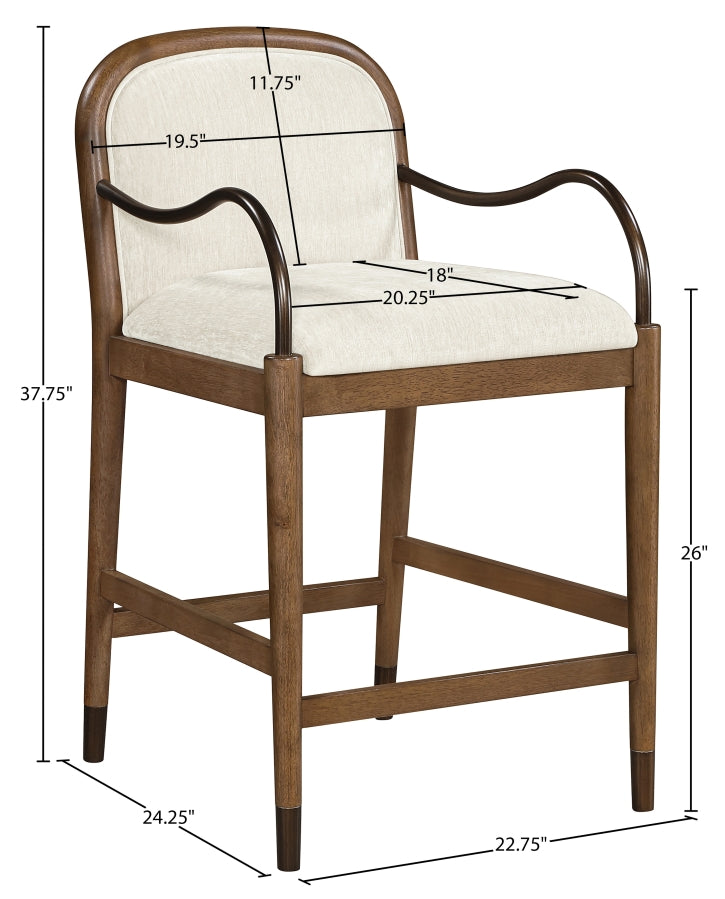 Cambria Fabric Upholstered Counter Stool — 75032-C - Cream - 75032Cream-C Dim