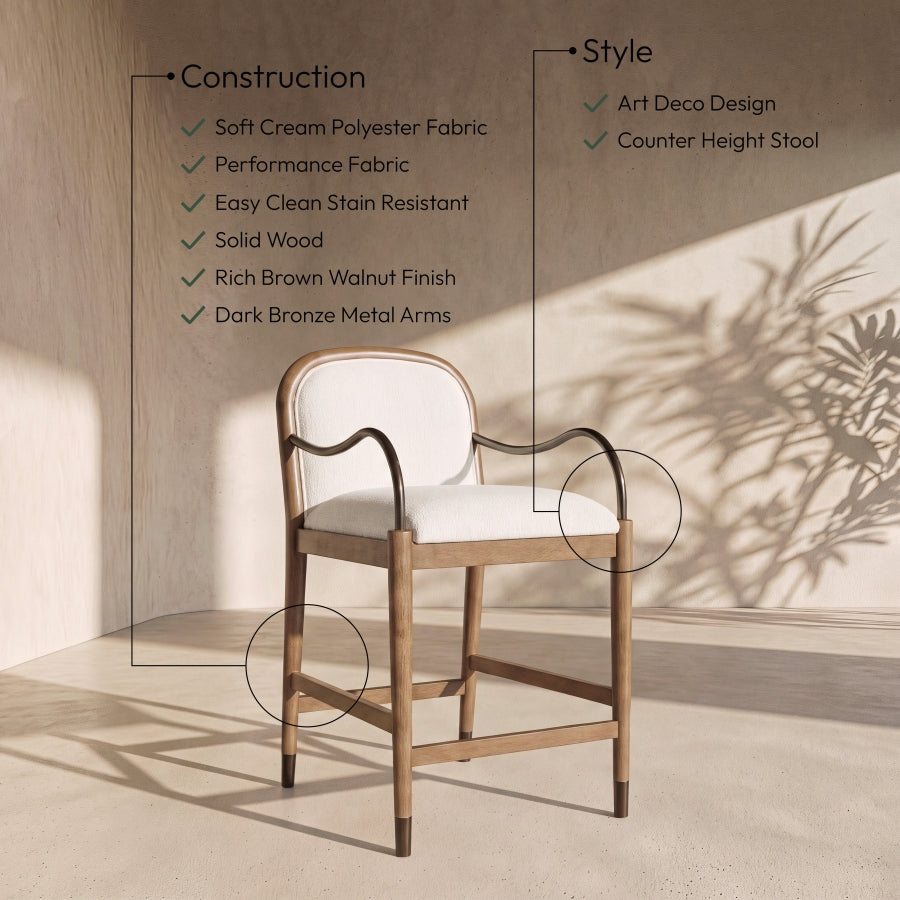 Cambria Fabric Upholstered Counter Stool — 75032-C - Cream - 75032Cream-C Infographic