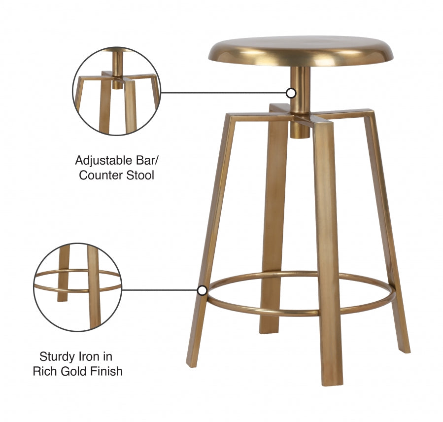 Lang Iron Adjustable Bar / Counter Stool — 936-C - Gold - 936Gold Infographic
