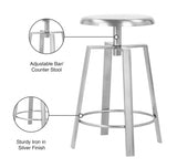 Lang Iron Adjustable Bar / Counter Stool — 936-C - Silver - 936Silver Infographic