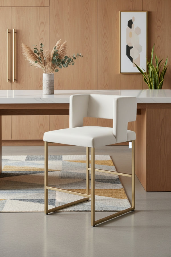 Caleb Velvet Upholstered Counter Stool — 969-C - Cream - 969Cream-C alternate view 1