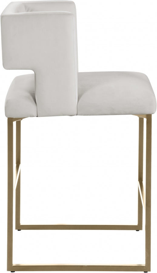 Caleb Velvet Upholstered Counter Stool — 969-C - Cream - 969Cream-C alternate view 3