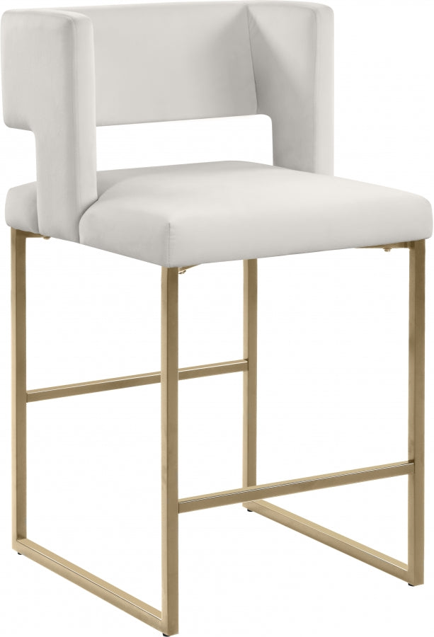 Caleb Velvet Upholstered Counter Stool — 969-C - Cream - 969Cream-C