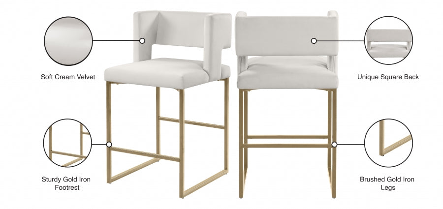 Caleb Velvet Upholstered Counter Stool — 969-C - Cream - 969Cream-C Infographic