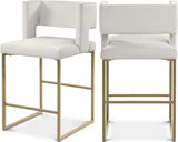 Caleb Velvet Upholstered Counter Stool — 969-C - Cream - 969Cream-C Double Chair