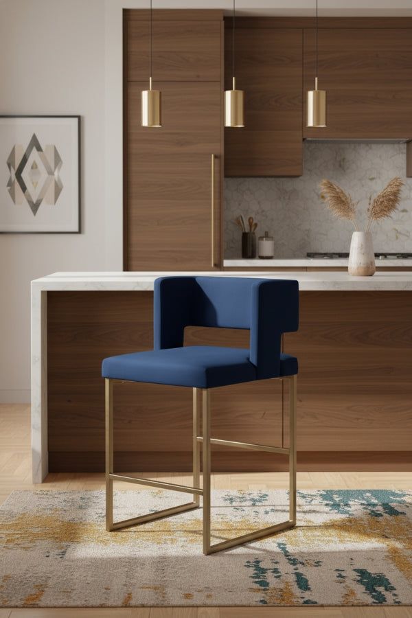 Caleb Velvet Upholstered Counter Stool — 969-C - Blue - 969Navy-C alternate view 1