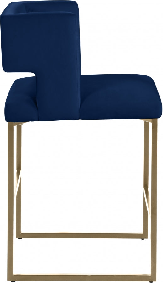 Caleb Velvet Upholstered Counter Stool — 969-C - Blue - 969Navy-C alternate view 3
