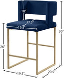Caleb Velvet Upholstered Counter Stool — 969-C - Blue - 969Navy-C Dim
